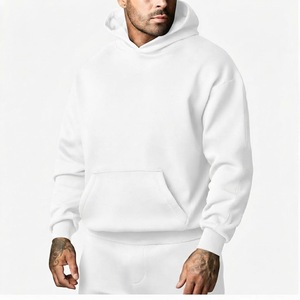 Wholesale High Quality 450gsm 100% Cotton <b>Oversized</b> Drop Shoulder <b>Hoodie</b> Heavyweight Premium Cotton <b>White</b> Hoodies - Product Image 1