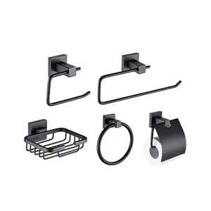 Matte Black Bathroom Multi <b>Hook</b> Rail Wall Mounted Stainless Steel Robe <b>Hook</b> Coat Hanger 5 <b>Hooks</b> Modern Bath Hardware <b>Towel</b> - Product Image 1