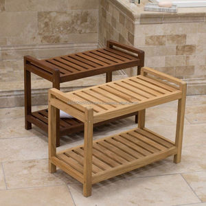 Banc de douche en teck, fabriqué en Indonésie, meuble en bois massif - Product Image 1