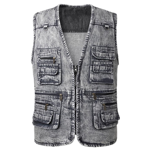 Gilet en jean formel léger pour homme, qualité supérieure, séchage rapide, imperméable, coupe-vent, col en V, fermeture éclair, polyester/nylon - Product Image 3