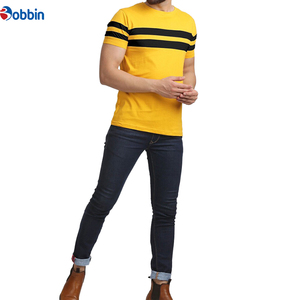 Camiseta de moda para hombre, diseño único, nueva camiseta informal para hombre, moda de verano, camiseta de manga corta a rayas con cuello redondo y color sólido - Product Image 1