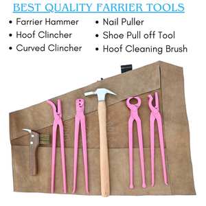 Kit d'outils de fermeur en mallette en cuir à roulettes avec outil de dépose de sabots, pince à crins, extracteur de clous, marteau de fermeur et brosse métallique argentée - Product Image 2