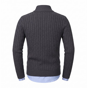 Men's Ribbed Wool Acrylic Cardigan Full Zip <b>Turtleneck</b> Regular Sleeve Solid Color Anti-Pilling Knit <b>Sweater</b> Winter Wear - Product Image 2