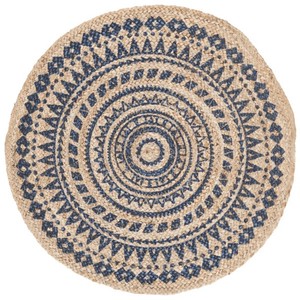 Boho Natural Handwoven Braided Jute Round Mat Area Rug Rustic Chic Farmhouse Floor Decor For Living Room Bedroom - Product Image 1