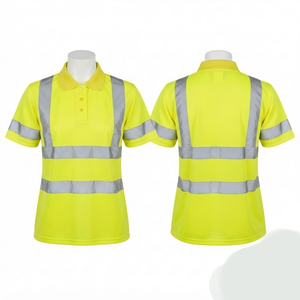 Chemise de travail haute visibilité en coton/fibre de bambou 220g, anti-UV, respirante, séchage rapide, avec bande réfléchissante jaune pour la sécurité - Product Image 1