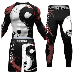 Men's Skeleton Print Rash Guard Set Full Sleeve Quick Dry <b>Athletic</b> Training Kit Sublimation Printed Sport Wear - Product Image 3