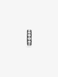 Sparkling Diamond <b>Hoop</b> <b>Earring</b> Pave Set Solitaire Daily Wear Blackened Rhodium 10k 14k 18k Gold Half Circle Modern Luxury Huggie - Product Image 3