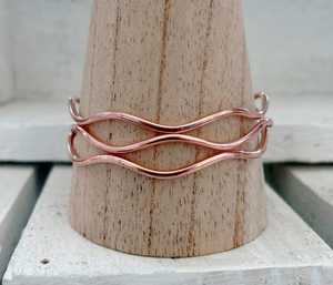 Belladec Handcrafted Wavy Red <b>Copper</b> Plated Cuff Bracelet Set Minimalist Open <b>Bangles</b> Artisan Jewelry Elegant Fashion Gift for - Product Image 3