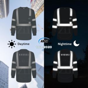 Camisetas de Seguridad para Hombre, 100% Poliéster, Reflectantes, Fluorescentes, ANSI Clase 1, con Luz LED Intermitente, Impermeables, Transpirables, de Manga Larga - Product Image 4