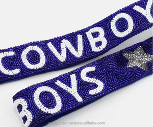 Cowboys Design Custom <b>Strap</b> Handmade Embroidery Beaded Adjustable Crossbody <b>Bag</b> <b>Replacement</b> Purse Accessory Decorative Gameday - Product Image 1