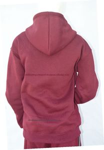 Sudadera con Capucha y Cierre de Cremallera para Mujer, Color Borgoña, Corte Regular, Manga Larga, 100% Algodón, Color Sólido, Otoño, Ecológica, Personalizable - Product Image 4