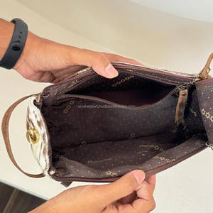 Hair-On Cowhide Leather Toiletry <b>Bags</b> with Zipper Closure Front Zip Pocket, Handle & Base Feet Travel Cosmetic Organizer Pouch - Product Image 6