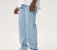 Jeans en denim légers personnalisés pour la vente en gros, en coton et élasthanne, bleus, coupe slim, pour hommes, décontractés, pour l'extérieur, anti-boulochage, teints en pièce, élastiques