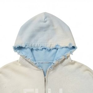 Sweat-shirt à capuche tie-dye personnalisé pour femme, très vendu, avec logo, coupe oversize, fermeture éclair, poches avant, en coton tricoté, automne/hiver - Product Image 5