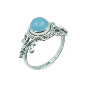 Natural Blue Calcedony <b>Ring</b> 925 Sterling Silver Handmade Vintage Filigree <b>Ring</b> <b>Boho</b> Statement Gemstone Jewelry for Women Unisex - Product Image 1