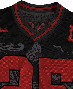 LA Black Mesh American Football Jersey V-Neck Short Sleeve Sublimated Print Front Logo Number 25 Breathable Unisex Apparel - Product Image 3