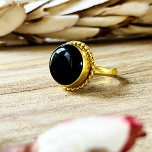 New Arrival Boho Rope <b>Statement</b> <b>Ring</b> Brass <b>Rings</b> Women 18k Gold Plated Vintage Onyx Jewelry Ethnic Cocktail Wholesale/OEM/ODM - Product Image 1