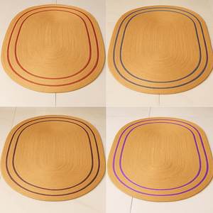 Tapis ovale en jute tissé à la main style bohème campagnard, bordure verte, tapis en fibres naturelles, décoration de sol rustique chic - Product Image 6