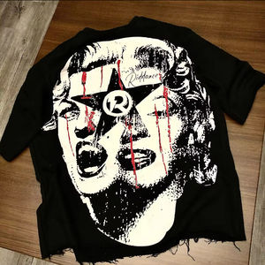 T-shirt Homme Personnalisé OEM Style Urbain Vintage Hip Hop Effet Vieilli, Imprimé DTG, Coton, Ourlet Court - Product Image 1