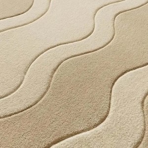 Tapis de luxe bleu sarcelle et crème, moderne, tufté à la main, motif vague, en laine, pour salon et chambre, tapis décoratif contemporain - Product Image 6