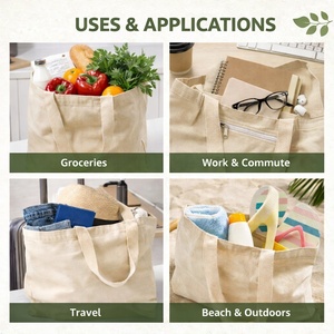 Bolsa de Compras de Algodón Ecológica Premium LMC GLOBAL, Asas Reforzadas, Reutilizable, Biodegradable, para Supermercado - Product Image 4
