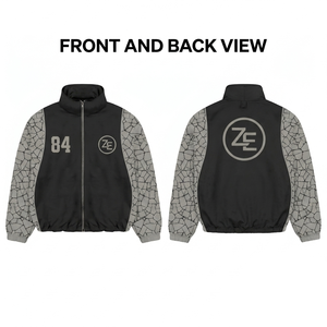 Chaqueta Cortavientos para Hombre de Poliéster Premium de 120 GSM, Negra con Paneles en Gris, Impresión Digital Personalizada, Impermeable, Transpirable, para Invierno - Product Image 1
