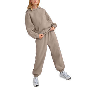 Conjunto Deportivo de 2 Piezas para Mujer, Talla Grande, Sudadera con Capucha y Pantalones, Malla con Botones, Forro Polar Ecológico de Alta Calidad, para Gimnasio y Running - Product Image 3