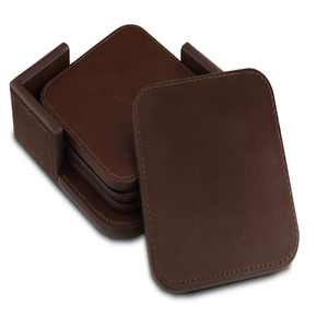 Sous-verres en cuir au design classique (lot de 4) - Surface antidérapante Marron - Product Image 2