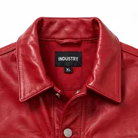 Veste de camionneur en similicuir rouge pour homme, 4 poches, boutonnée, style vintage, vêtements de travail, mode, vêtements d'extérieur d'hiver, veste avec logo personnalisé