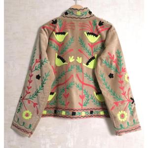 Boho Indian Velvet Suzani Jacket Embroidered Long Sleeve Designer Jacket Women Handmade Ethnic <b>Coat</b> - Product Image 5