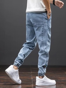 Pantalones Cargo de Mezclilla Negros y Azules para Hombre, Estilo Urbano, Jogger, Baggy, Harem, Tejido Transpirable, Lavado Arena, Primavera Verano Otoño - Product Image 5