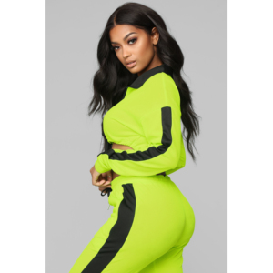 Women's Contrast Windbreaker Waterproof Tracksuit Set Zipper Top Jacket Loose Pants White Line Piping Windbreaker Women Set - Product Image 6