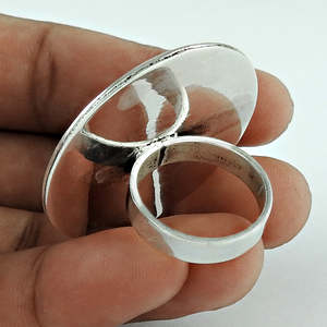 Bague Statement en Argent Sterling Massif 925, Forme Élégante, Oxydée, Ronde, Artisanale Indienne, Disponible au Prix le Plus Bas - Product Image 3