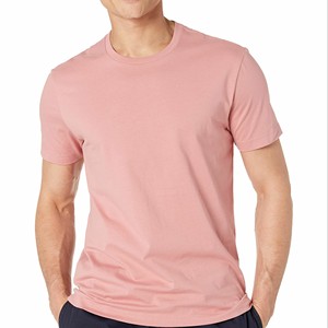 T-shirt en coton rose à manches courtes et col rond pour homme, coupe classique, décontracté, en jersey tricoté respirant, couleur unie, coupe oversize, unisexe, OEM - Product Image 1