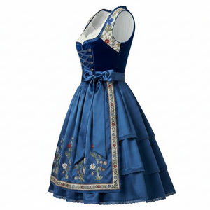 Nouvelle robe Dirndl décontractée imprimée et respirante pour femme, style Oktoberfest allemand, broderie unie, longueur genou, sans manches - Product Image 4