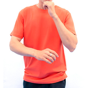 Camiseta de Manga Corta para Hombre, Cuello Redondo, Color Naranja, Corte Regular, 100% Algodón, Estilo Casual, Color Sólido, Teñido Liso, Logotipo Frontal - Product Image 1
