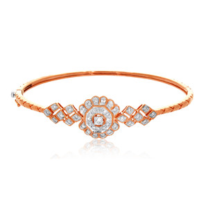 Elegant 18K Rose Gold <b>Bangle</b> <b>Bracelet</b> for Women Intricate Infinity-Inspired Loop Design Sparkling Lab Grown Brilliant Diamond - Product Image 2