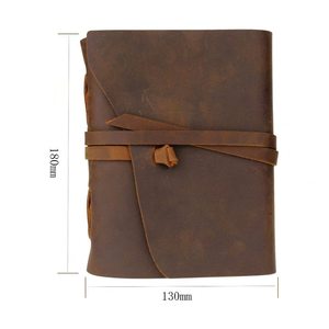 High Quality Crazy Horse Leather Cover <b>A5</b> Top Layer Cowhide <b>Notebook</b> Retro Travel Journal 100 Sheets Gift Planner - Product Image 6