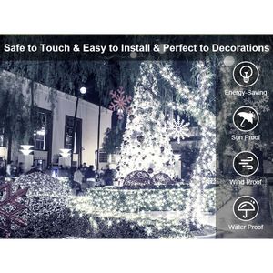 Luci Natalizie da Esterno 197 FT 580 LED, Impermeabili, con 8 Modalità, Decorazioni a Filo con Spina o a Batteria - Product Image 5