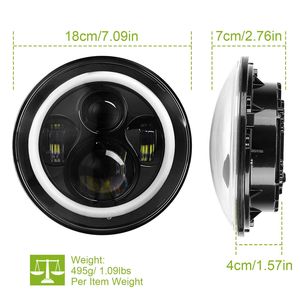 Faro LED Rotondo 6000LM con Occhi d'Angelo Halo 2 X 7\" per Jeep Wrangler TJ JK CJ con Adattatore da H4 a H13 Plug and Play - Product Image 2