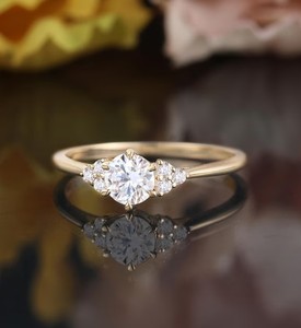 Round Cut Moissanite <b>Ring</b> 925 Sterling <b>Silver</b> Engagement <b>Ring</b> Classic <b>Solitaire</b> Wedding <b>Ring</b> Minimalist Jewelry Gift for Her - Product Image 2