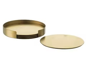 Decorative Round Metal <b>Coaster</b> Set for Tea Coffee <b>Drinks</b> and Elegant Table Surface Protection Use - Product Image 2