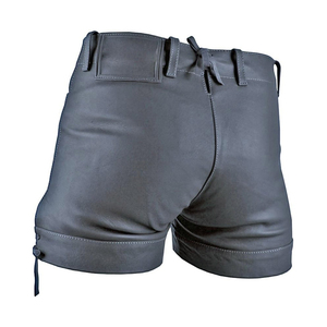 Shorts en cuir bleu taille haute pour homme avec fermeture éclair, style moto - Product Image 6