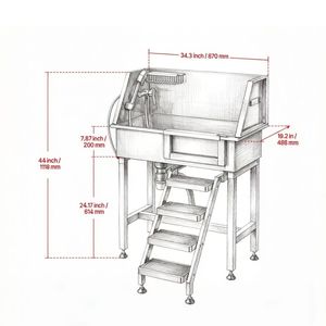 Professional <b>Dog</b> and Pet Grooming Station Stainless Steel and Wood Tub for Indoor Use for Cats and Reptiles <b>Bathing</b> - Product Image 3