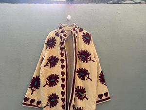 Handmade Suzani Embroidered <b>Velvet</b> <b>Women</b> <b>Coat</b> Floral Plus Size Longline Jacket for Festival Wear gifr for her - Product Image 2