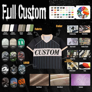Oversized Short Sleeve T-Shirt Men Embossed Geometric Pattern Blue Casual Knitted Cotton O-Neck Back Logo - Product Image 6