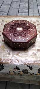 Boîte à bijoux et cosmétiques octogonale en bois de rose, style vintage, faite à la main, pour Noël et les bagues - Product Image 3