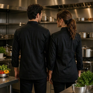 Eco-friendly <b>Cooling</b> Bamboo Chef <b>Jacket</b> Mandarin Collar Long Sleeve Sustainable Breathable Professional Chef Uniform - Product Image 2