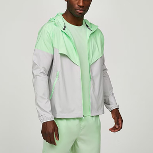 Chaqueta Bomber Impermeable y Cortavientos para Hombre, Diseño Color Block Verde Claro y Gris, Cierre Frontal con Cremallera, Corte Regular, Ropa de Invierno para Exteriores - Product Image 5