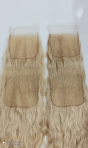 Cierre de Cabello Humano con Frente de Encaje, Ondulado Suelto, Rubio, Cabello Remy 5x5, Fácil de Aplicar, Estilo 1, Cierre de Encaje HD 613 - Product Image 1